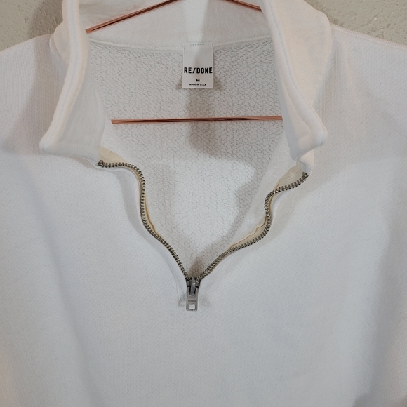 RE/DONE Off White The 70s Half Zip Sweatshirt Size M - Picture 3 of 13